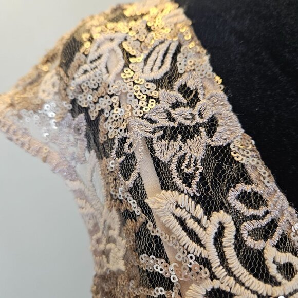 Alex Evenings Womens Rose Gold Lace & Sequin Cap Sleeve Sheath Dress Size 6 - Picture 13 of 15